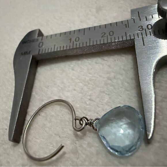 DAINTY BLUE DROP EARRINGS – STERLING-LOOK HANDMADE STYLE - Picture 6 of 17